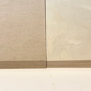 Bundle: 1/8" BALTIC BIRCH/MDF box of 20 sheets (10 of each) (12"x19" in) Glowforge size.