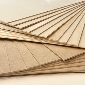 Bundle: 1/8" BALTIC BIRCH/MDF box of 20 sheets (10 of each) (12"x19" in) Glowforge size.